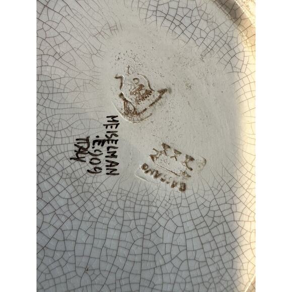 Antique Meiselman Ceramic Oval Trinket Box With Seashell Lid - 6” Made In Italy - Picture 6 of 10